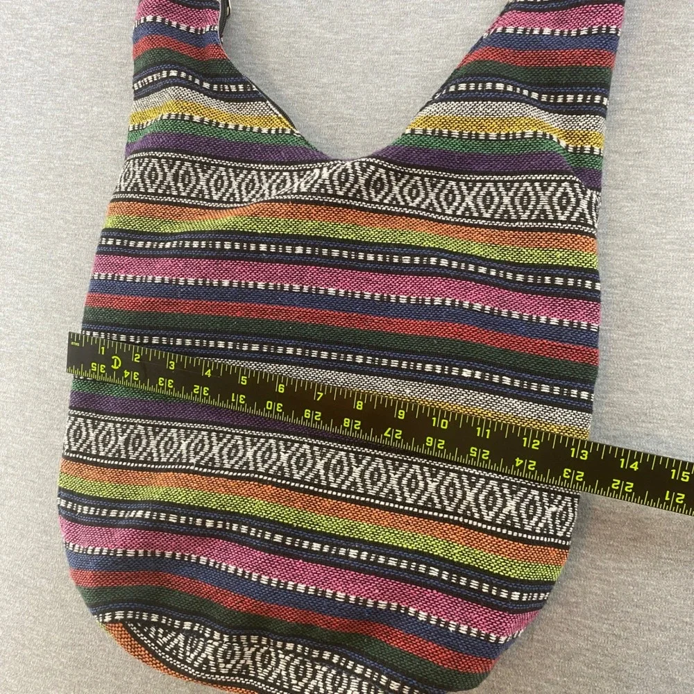 Bohemian Hobo Crossbody Tribal Stripe Shoulder Bag Zip‎ Closure Inside Pocket
